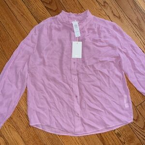 🔥🔥🔥NEW Aritzia Wilfred Tarina Soft Orchid Ruffle Neck Blouse